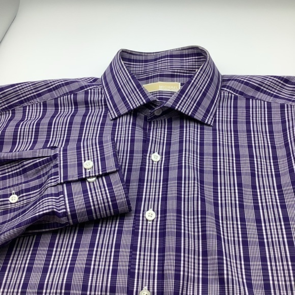 Michael Kors Mens Long‎ Sleeve Button Up Blue Striped Shirt Size 34/35 Neck 17